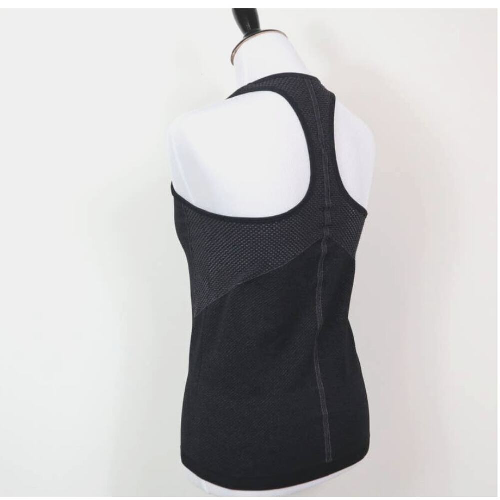 Athleta Size S Racerback Tank Netted Panels Jewel Neck Gray Black - Picture 3 of 10